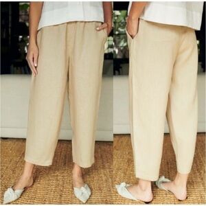 Quince Women’s 100% European Linen Beige CroppedPants Driftwood Size M Beach